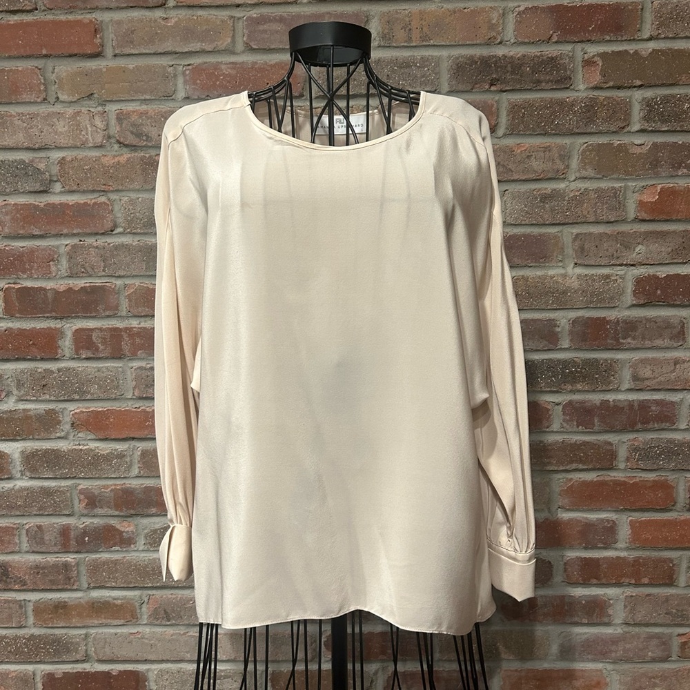 Amanda Uprichard 100% Silk Cream Blouse Size Large